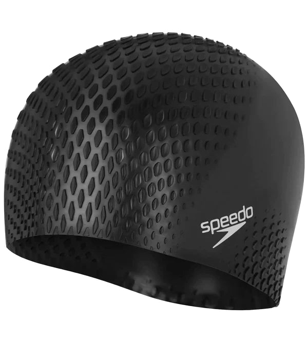 Speedo Unisex Adult Bubble Active + Swim Cap (Black) - InstaSport