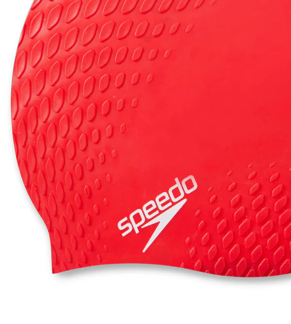 Speedo Unisex Adult Bubble Active + Swim Cap (Red) - InstaSport