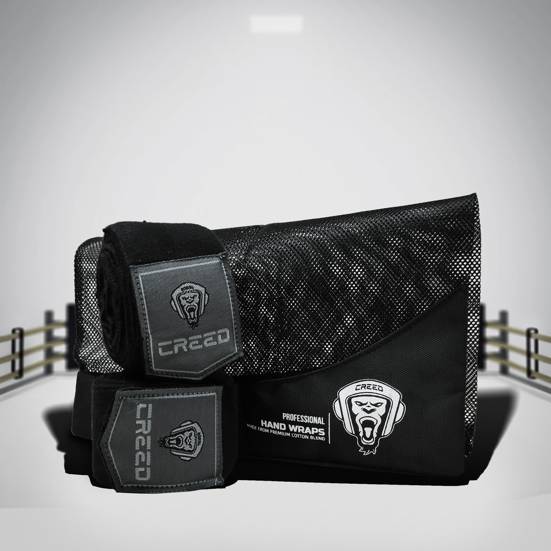 Creed Professional Boxing Hand Wraps - Black (4m x 2) with Bag