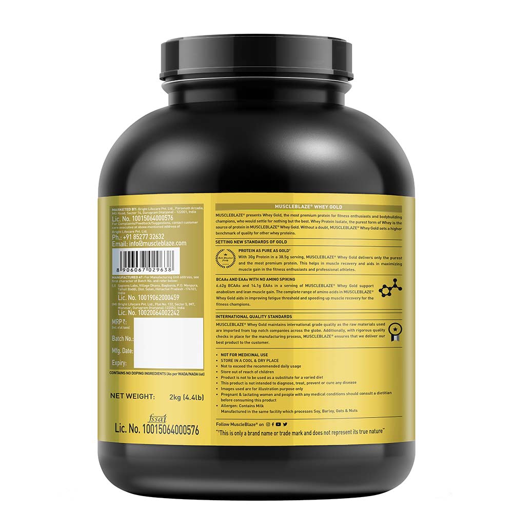 Muscle Blaze Whey Protein Gold - Dark Chocolate - InstaSport