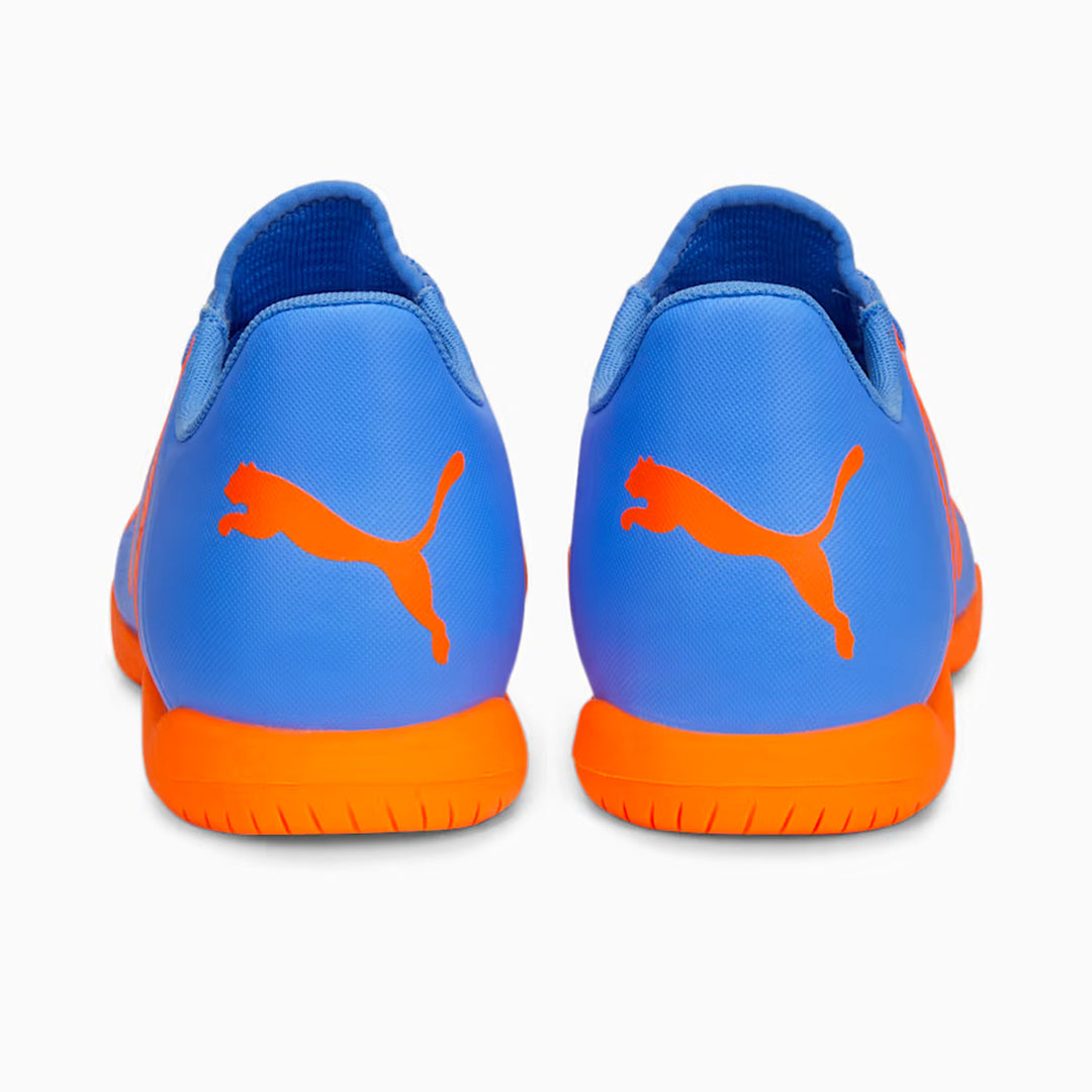 Puma Future Play TT Unisex Indoor Turf Football Shoes (Blue Glimmer/White/Ultra Orange) - InstaSport