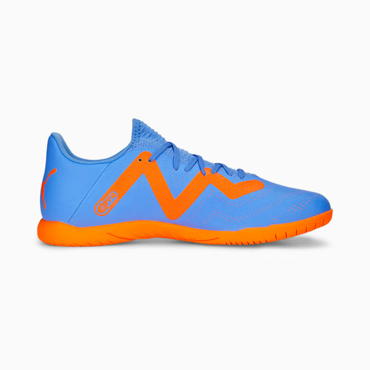 Puma Future Play TT Unisex Indoor Turf Football Shoes (Blue Glimmer/White/Ultra Orange) - InstaSport