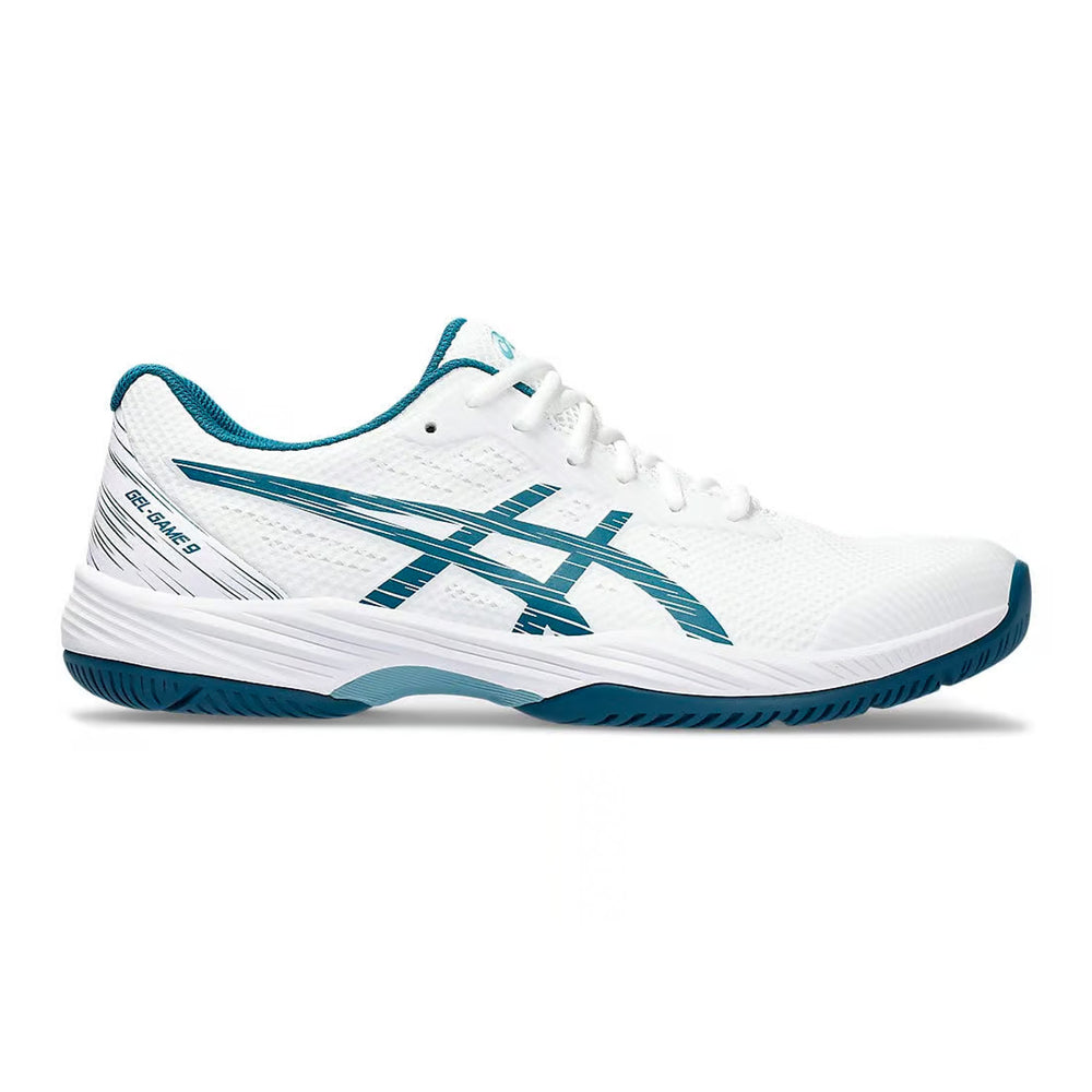 Asics Gel Game 9 Tennis Shoes (White/Restful Teal) - InstaSport
