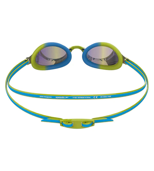 Speedo Unisex Junior Vengeance Mirror  Clear - Lens Goggles - Green & Blue - InstaSport