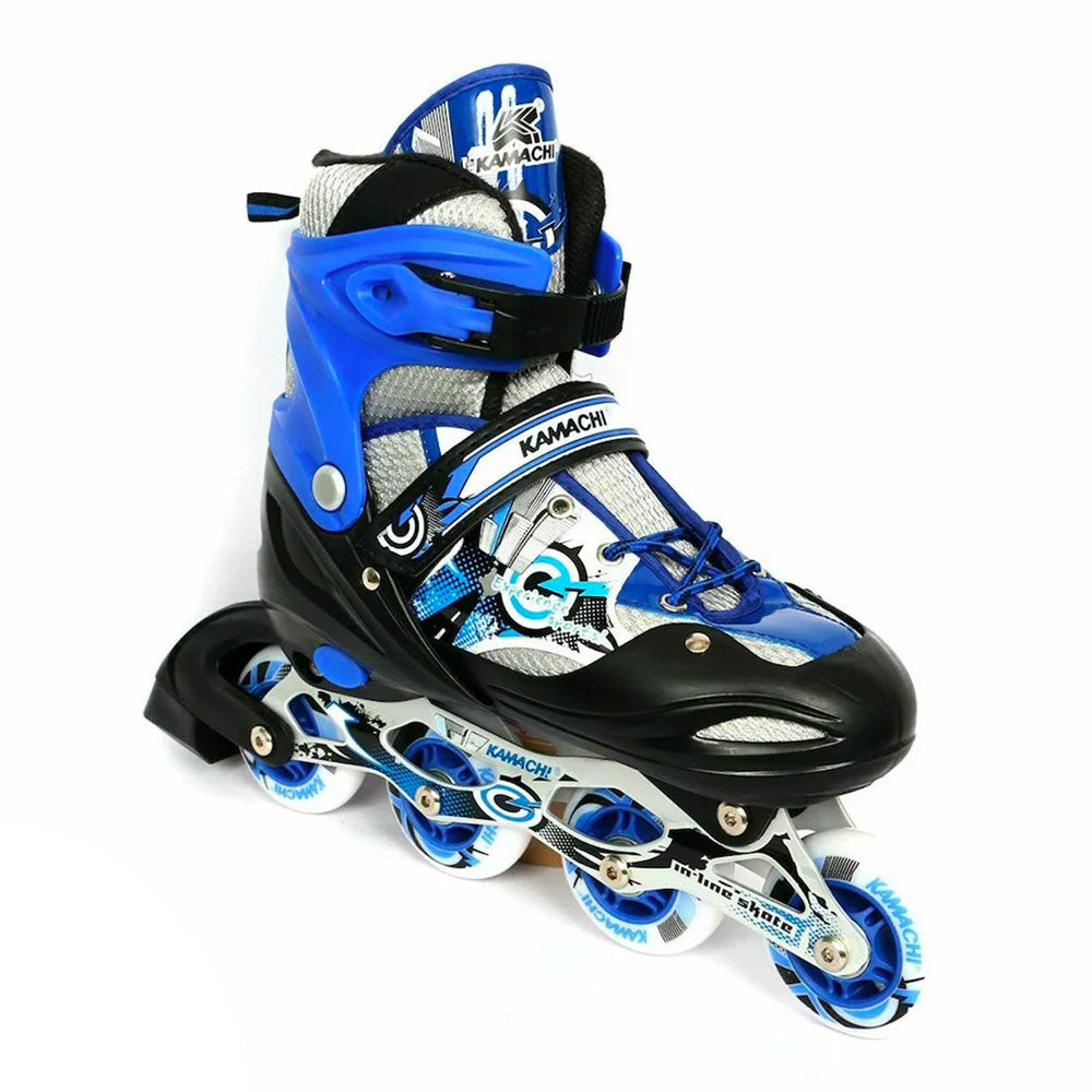 Kamachi K-906 Adjustable Aluminium Inline Skates (70 mm wheels) (Blue) - InstaSport