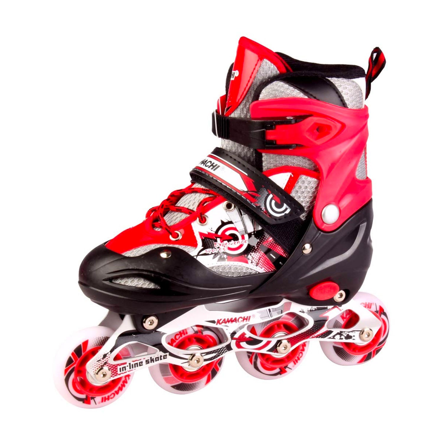 Kamachi K-906 Adjustable Aluminium Inline Skates (70 mm wheels) (Red) - InstaSport