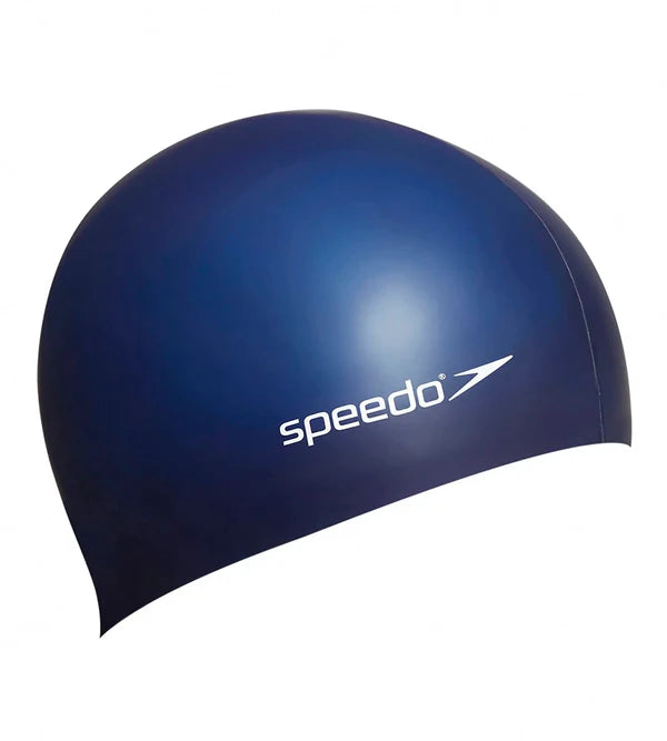Speedo Unisex Adult Flat Silicone Swim Cap (Navy) - InstaSport
