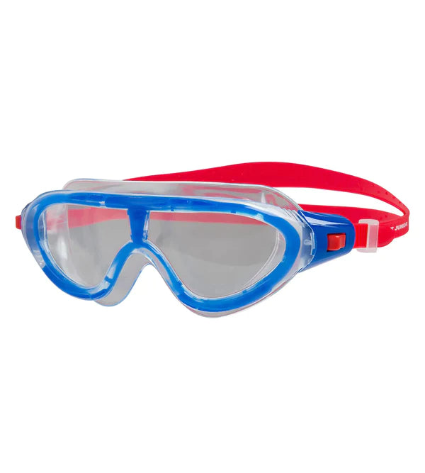 Speedo Unisex Junior Rift Clear - Lens Goggles (Lava Red & Beautiful Blue) - InstaSport