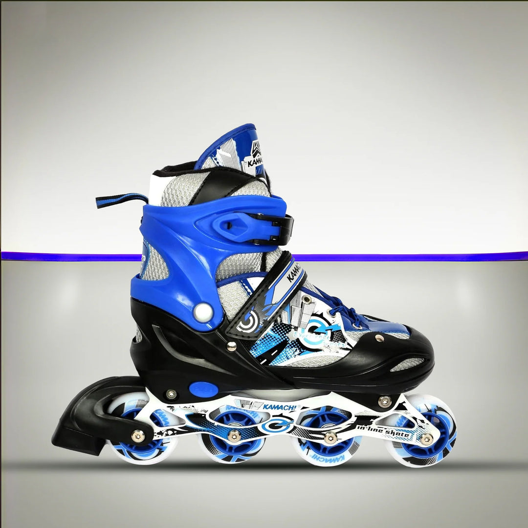 Kamachi K-906 Adjustable Aluminium Inline Skates (70 mm wheels) (Blue)