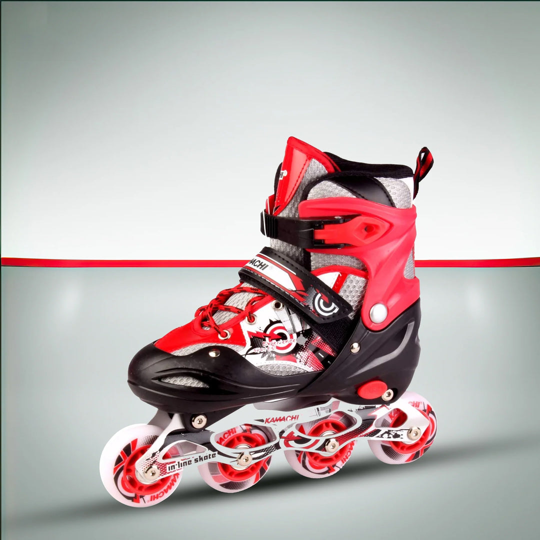 Kamachi K-906 Adjustable Aluminium Inline Skates (70 mm wheels) (Red)