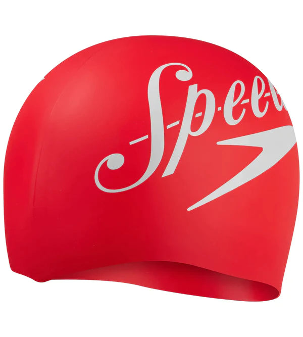 Speedo Unisex Adult Slogan Printed Swim Cap (Red/White) - InstaSport
