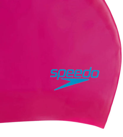 Speedo Unisex Junior Slogan Print Swim Caps (Pink/ Blue) - InstaSport