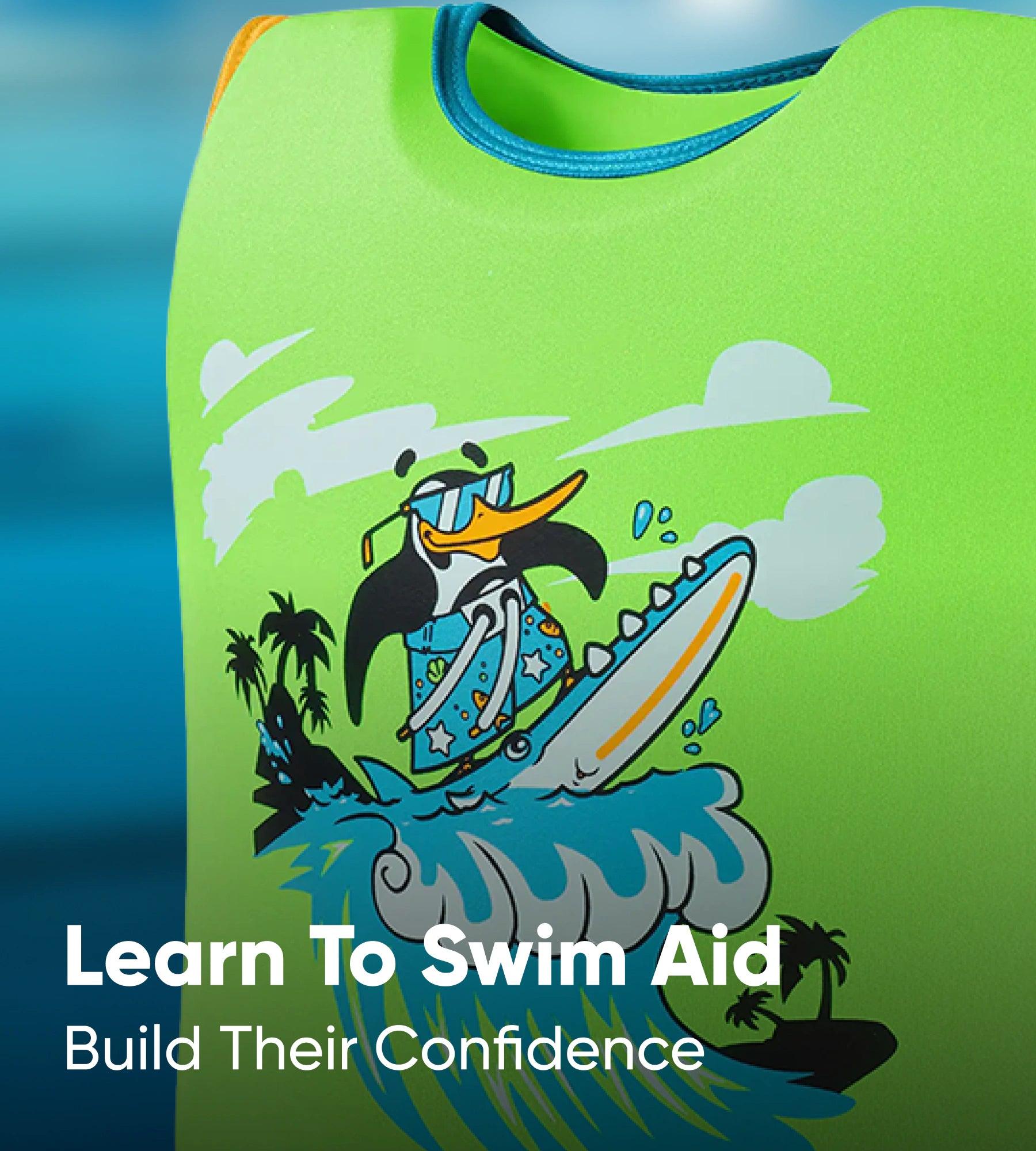 Speedo Chima Penguin Print Swim Confidence Float Vest For Tot's - Green & Blue - Float Vest | Speedo | InstaSport