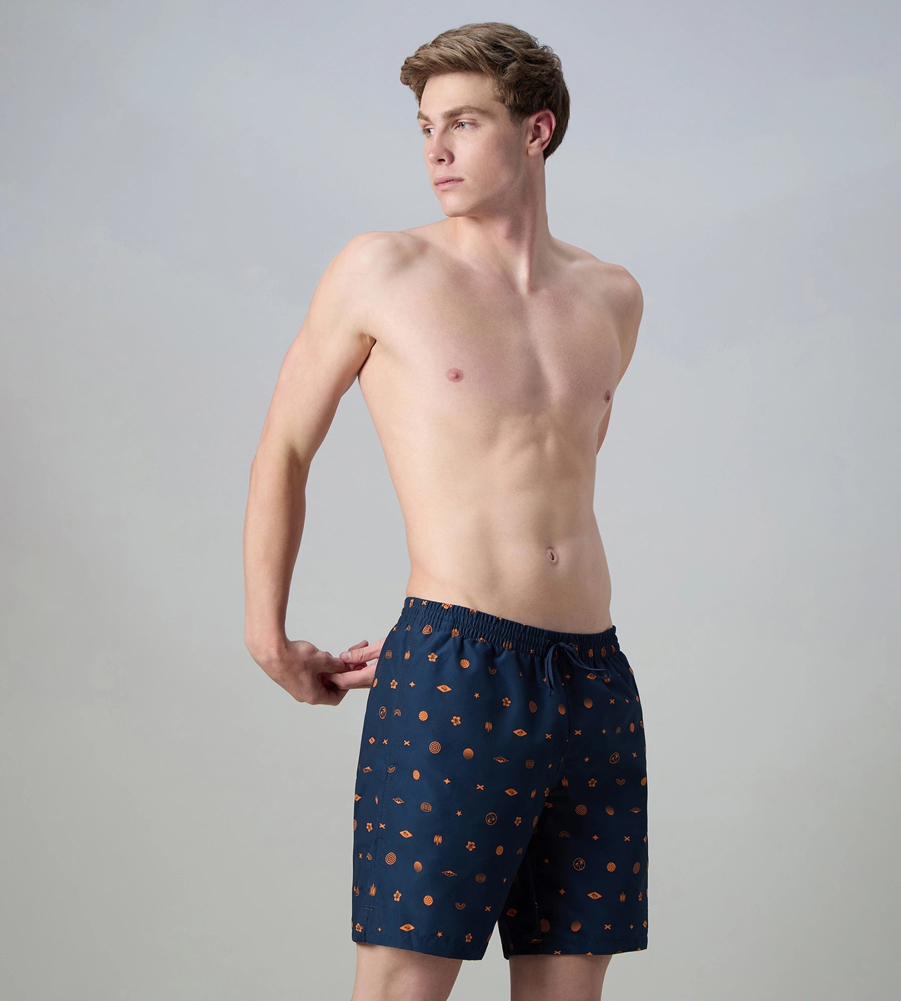 Speedo Men's 100% Polyester Essential Printed Watershorts With Side Pockets - Navy & Pure Oranga | Buy Watershorts Online in India – InstaSport