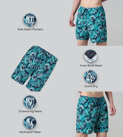 Speedo Men's 100% Polyester Essential Printed Watershorts With Side Pockets - Navy, Aquasplash & Sky - Watershorts | Speedo | InstaSport