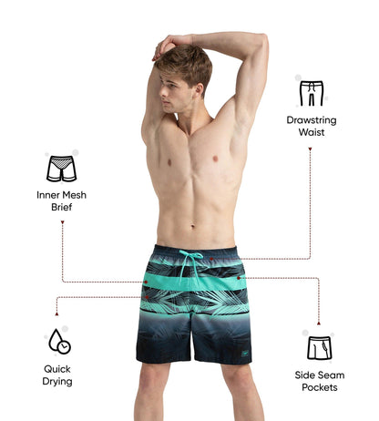 Speedo Men's 4 Way Comfort Stretch Essential Printed Watershorts With Side Pockets - Antracite & Arctic Glass - Watershorts | Speedo | InstaSport