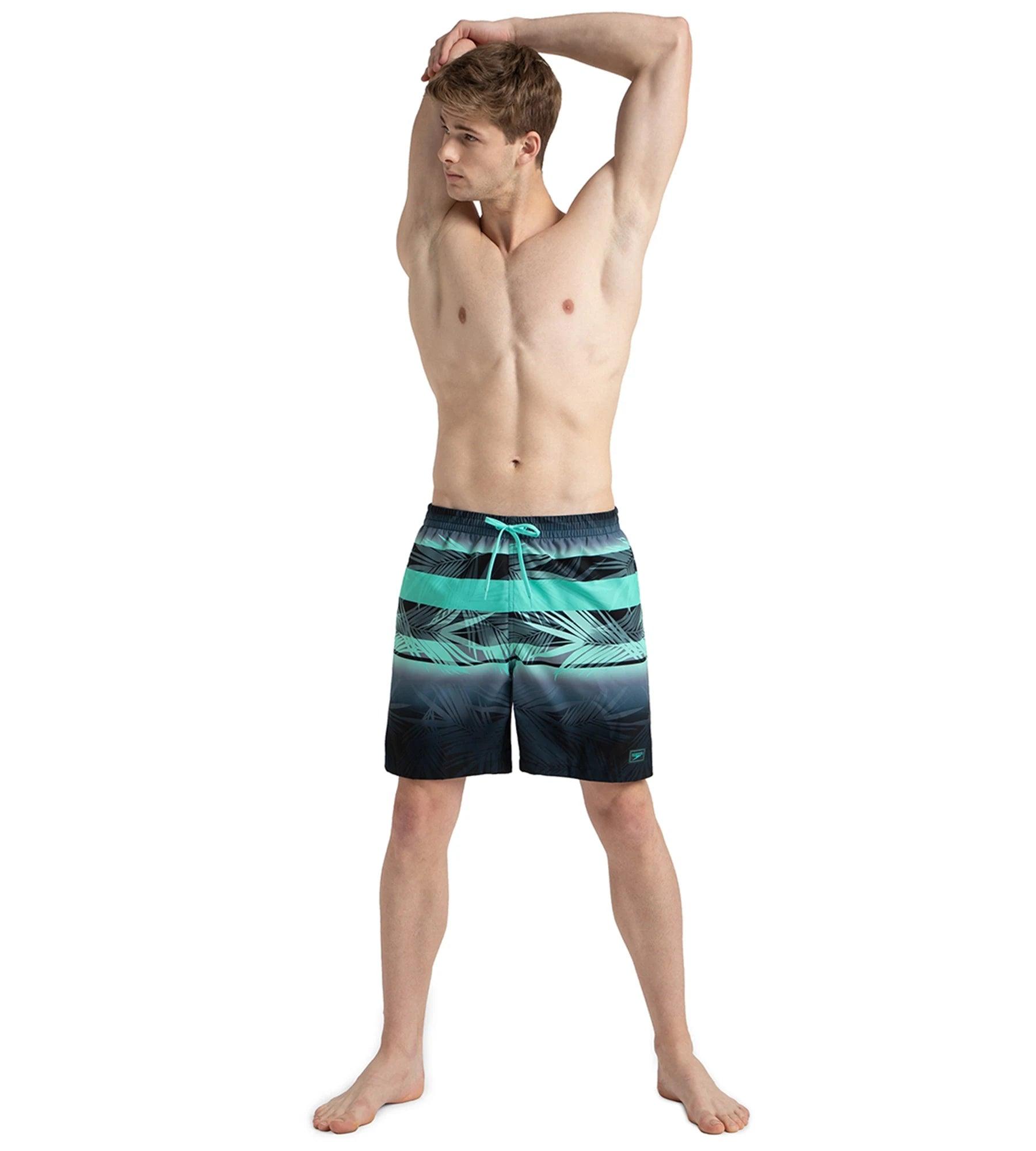 Speedo Men's 4 Way Comfort Stretch Essential Printed Watershorts With Side Pockets - Antracite & Arctic Glass - Watershorts | Speedo | InstaSport