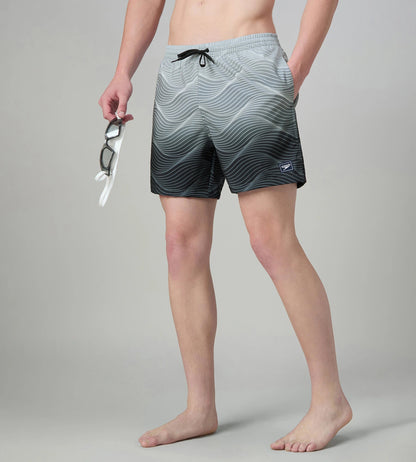 Speedo Men's 4 Way Comfort Stretch Essential Printed Watershorts With Side Pockets - Antracite & Coin Grey - Watershorts | Speedo | InstaSport