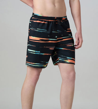 Speedo Men's 4 Way Comfort Stretch Essential Printed Watershorts With Side Pockets - Antracite & Tropical Coral - Watershorts | Speedo | InstaSport