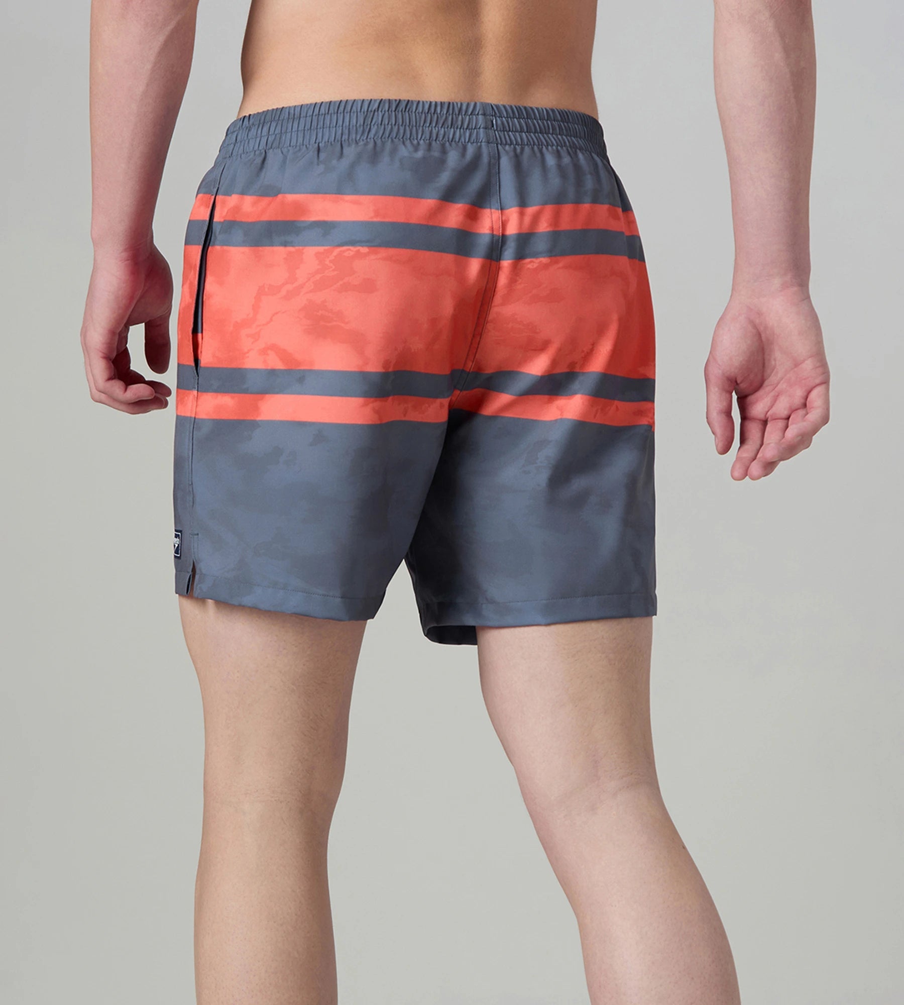 Speedo Men's 4 Way Comfort Stretch Essential Printed Watershorts With Side Pockets - Grey Lead & Tropical Coral - Watershorts | Speedo | InstaSport