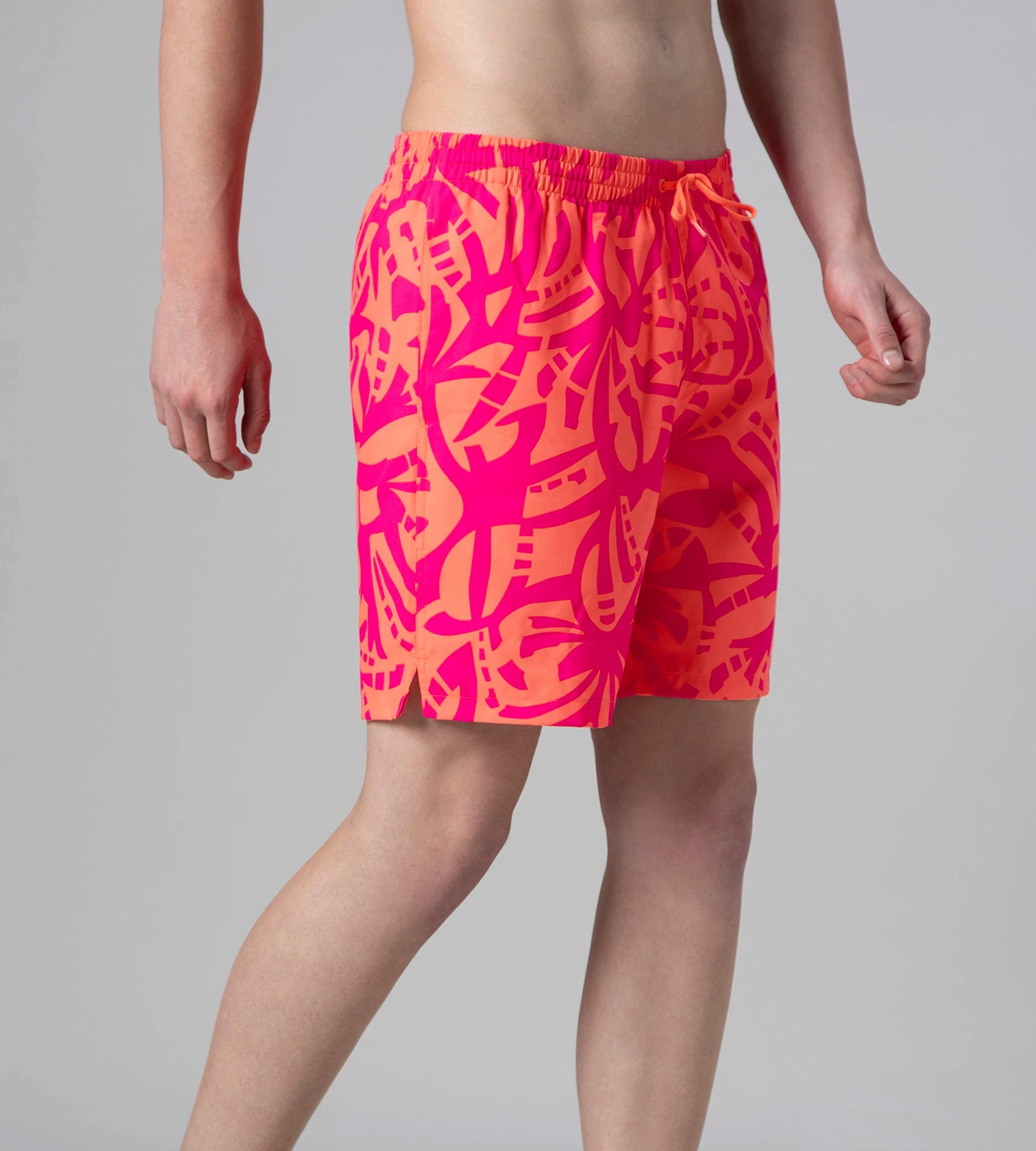 Speedo Men's 4 Way Comfort Stretch Essential Printed Watershorts With Side Pockets - Margarita Pink & Tropic Coral - Watershorts | Speedo | InstaSport