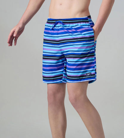Speedo Men's 4 Way Comfort Stretch Essential Printed Watershorts With Side Pockets - Peacoat & Periwinkle Blue - Watershorts | Speedo | InstaSport