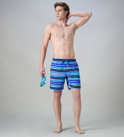 Speedo Men's 4 Way Comfort Stretch Essential Printed Watershorts With Side Pockets - Peacoat & Periwinkle Blue - Watershorts | Speedo | InstaSport