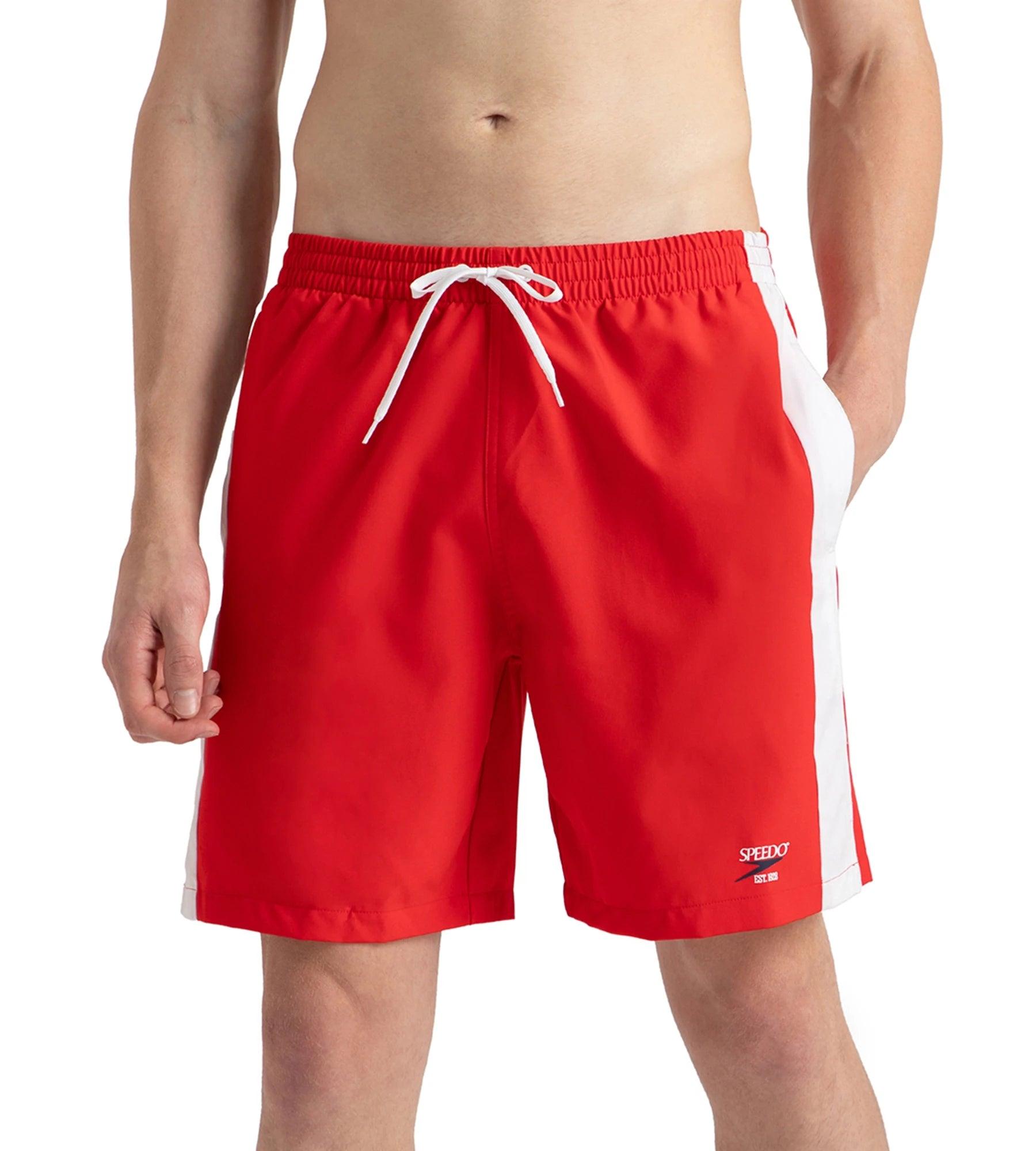 Speedo Men's 4 Way Comfort Stretch Steep Volley Watershorts With Side Pockets - High Risk Red & White - Watershorts | Speedo | InstaSport