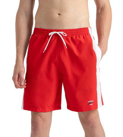 Speedo Men's 4 Way Comfort Stretch Steep Volley Watershorts With Side Pockets - High Risk Red & White - Watershorts | Speedo | InstaSport