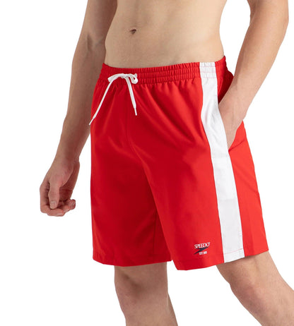Speedo Men's 4 Way Comfort Stretch Steep Volley Watershorts With Side Pockets - High Risk Red & White - Watershorts | Speedo | InstaSport
