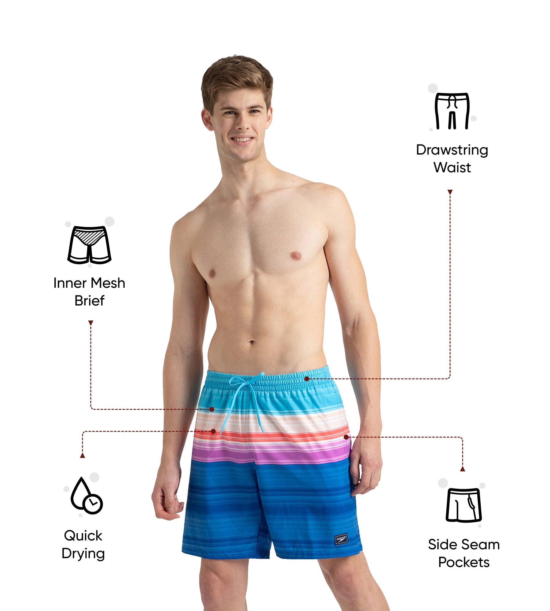 Speedo Men's 4 Way Flex Essential Printed Watershorts With Side Pockets - Turkish Sea, Picton Blue & Neon Violet - Watershorts | Speedo | InstaSport