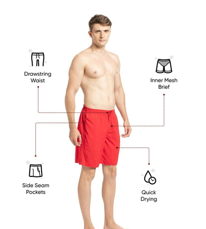 Speedo Men's Recycled Nylon Essential Watershorts - Fed Red & White - Watershorts | Speedo | InstaSport