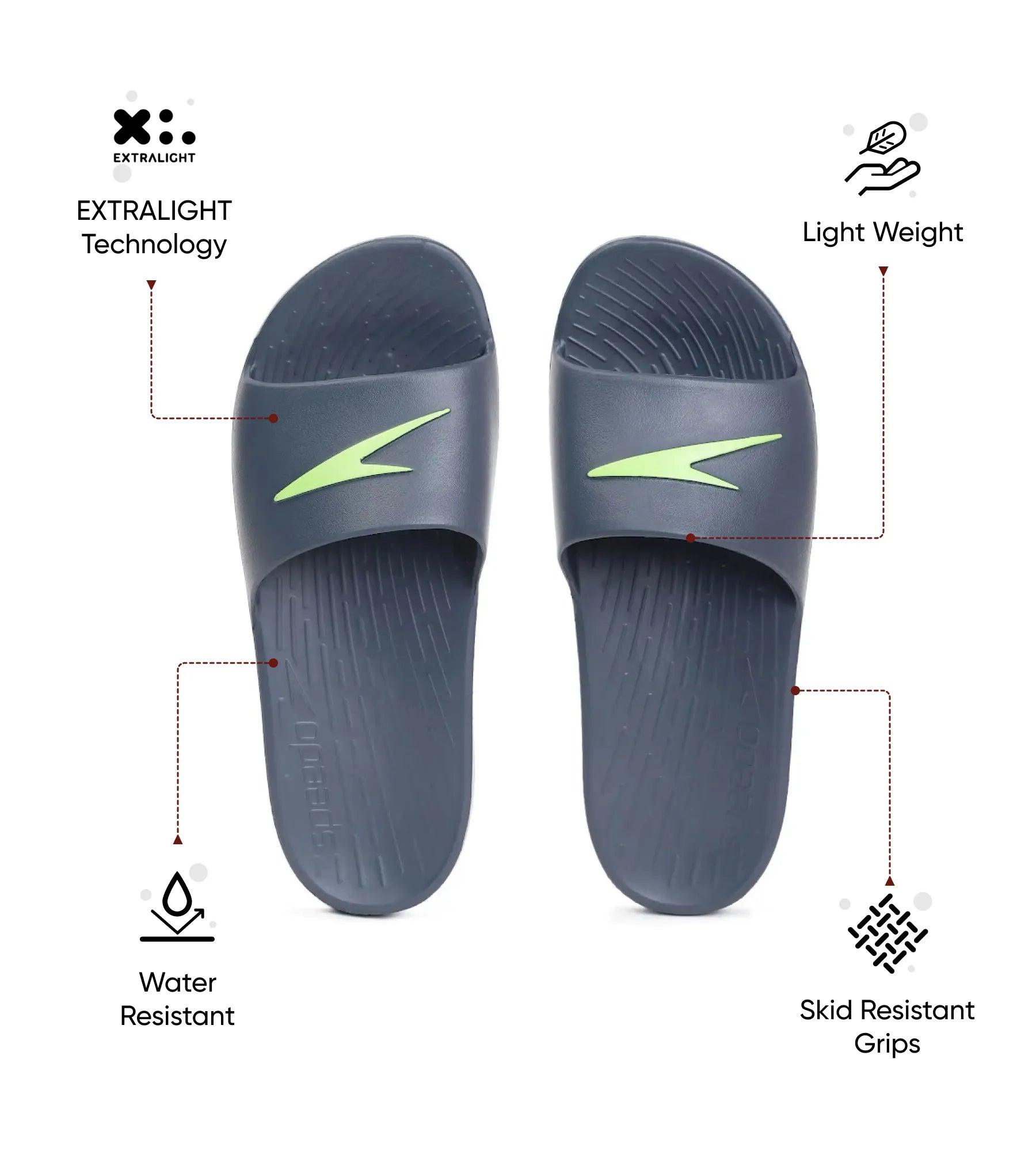 Speedo Men's Single Colour Slides - USA Charcoal & Atomic Lime - Single Colour Slides | Speedo | InstaSport