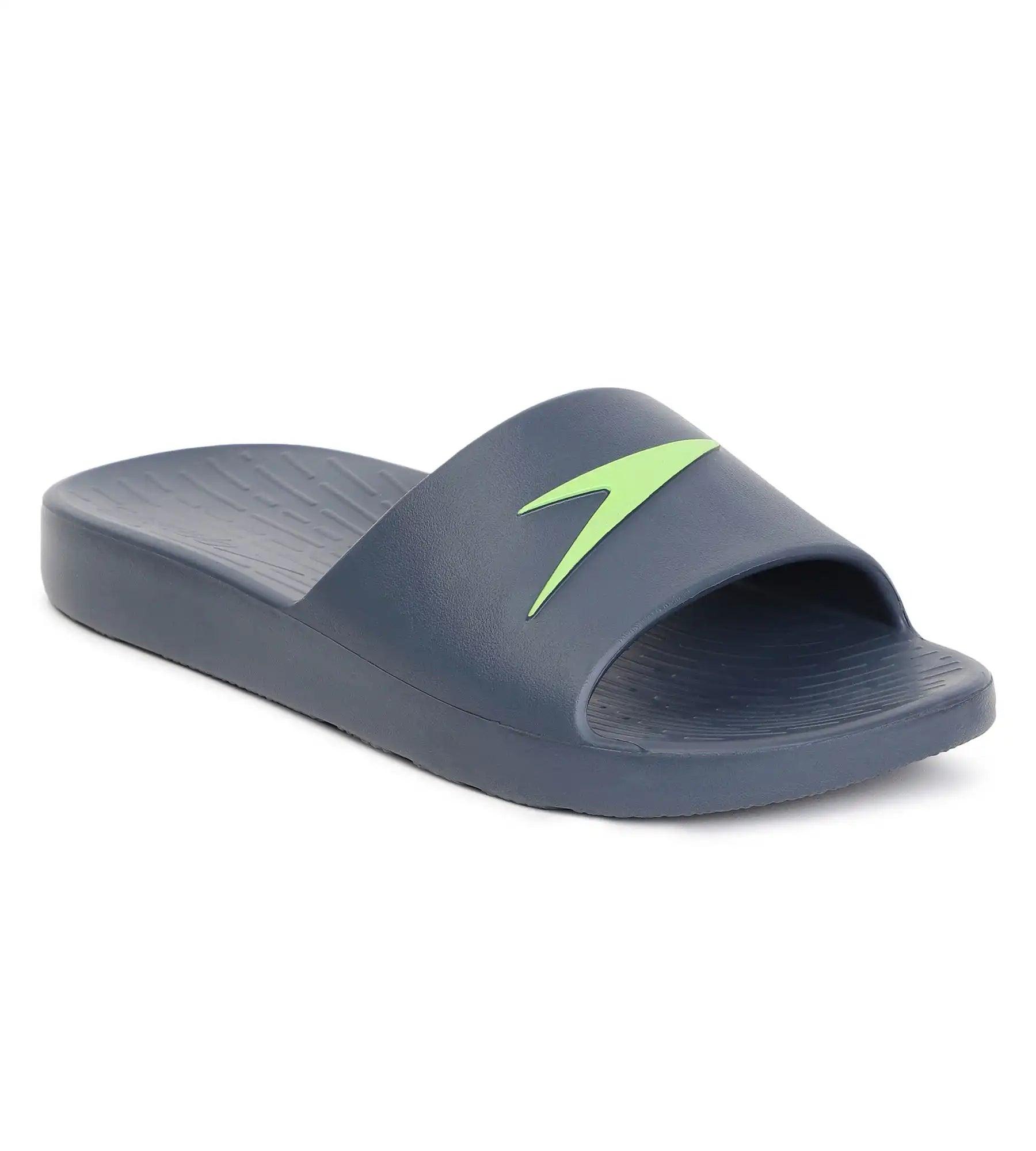 Speedo Men's Single Colour Slides - USA Charcoal & Atomic Lime - Single Colour Slides | Speedo | InstaSport