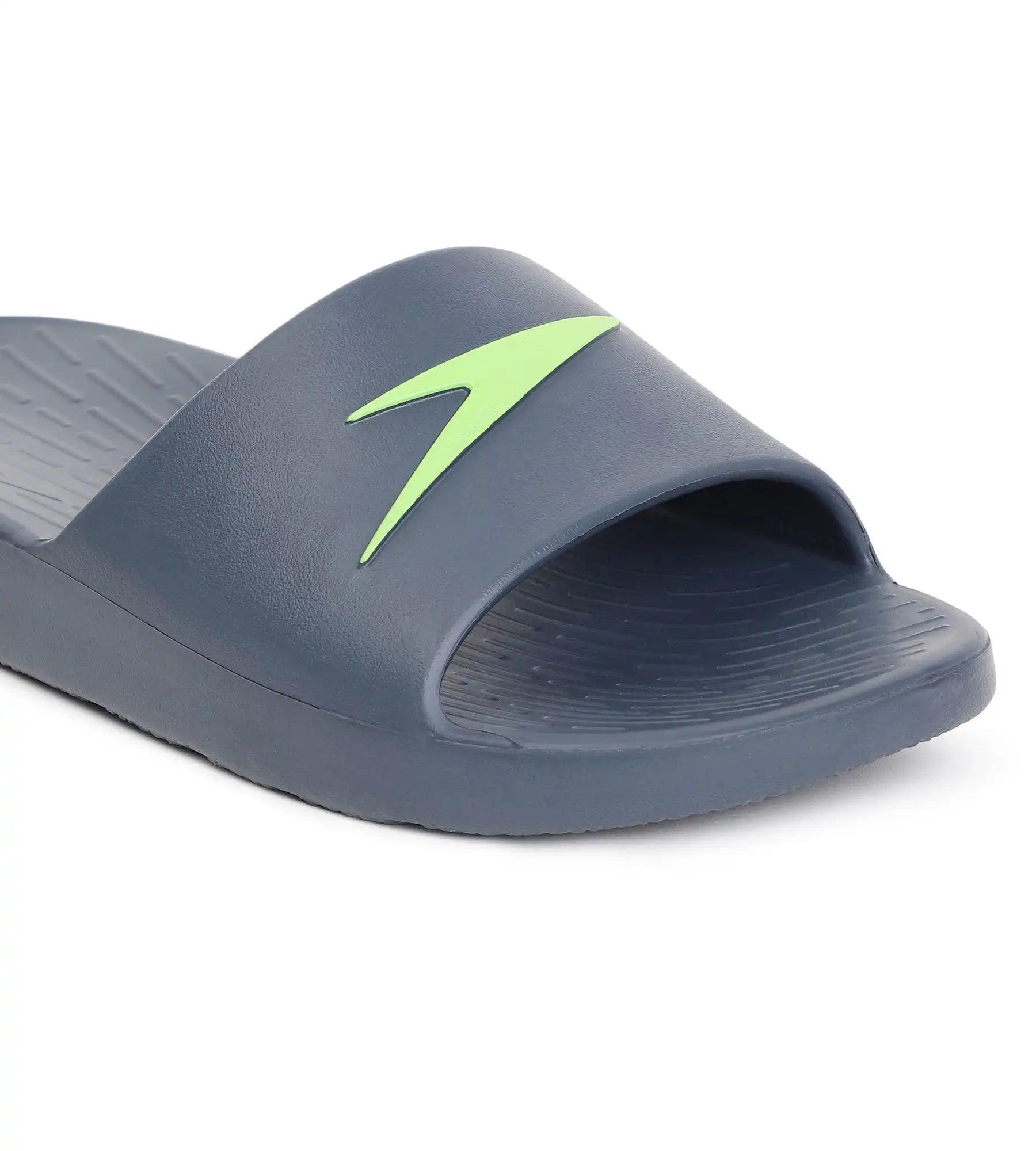 Speedo Men's Single Colour Slides - USA Charcoal & Atomic Lime - Single Colour Slides | Speedo | InstaSport