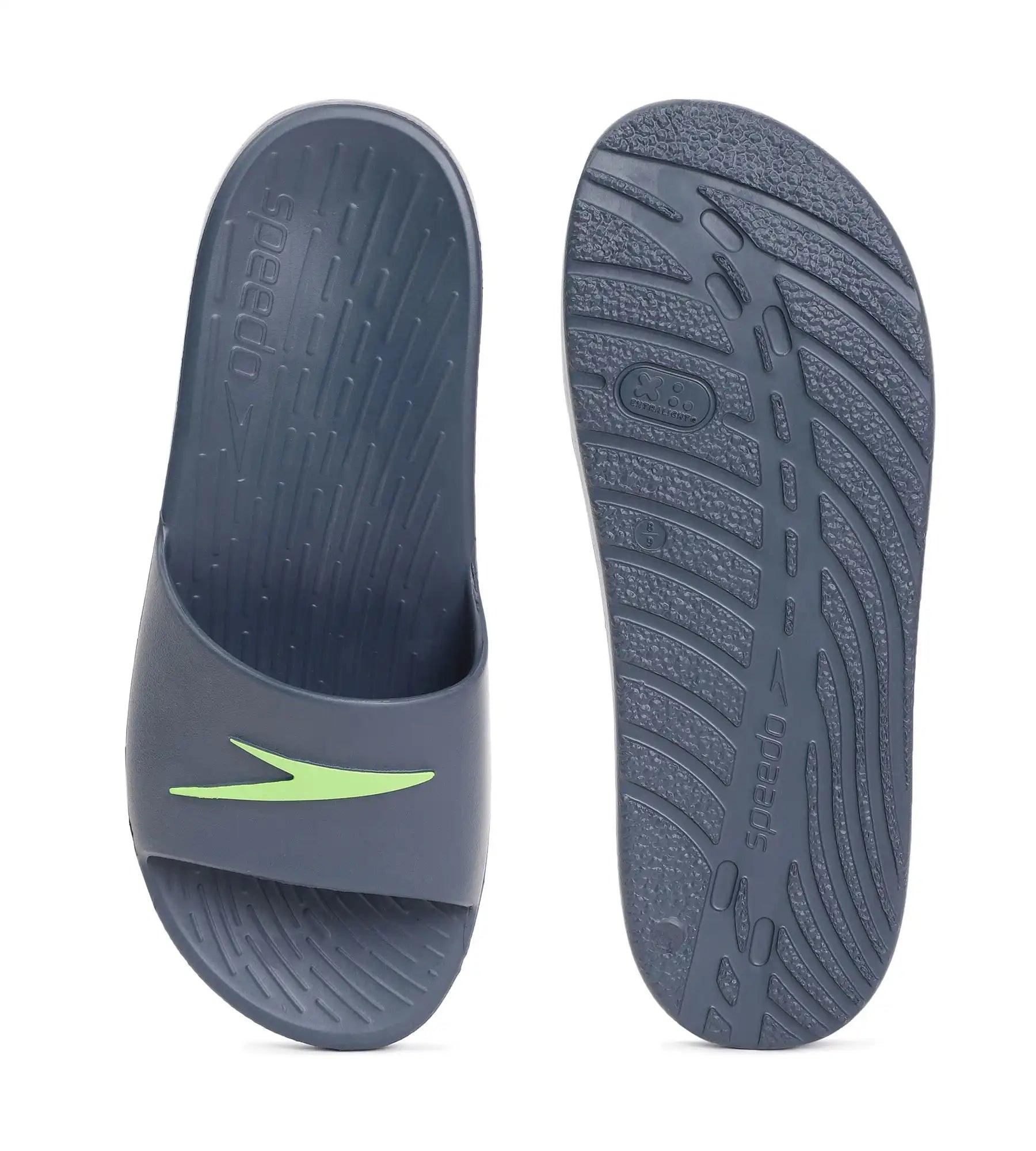 Speedo Men's Single Colour Slides - USA Charcoal & Atomic Lime - Single Colour Slides | Speedo | InstaSport
