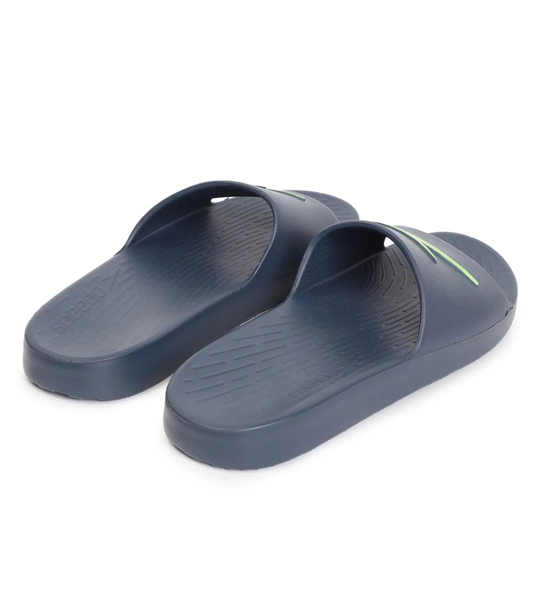 Speedo Men's Single Colour Slides - USA Charcoal & Atomic Lime - Single Colour Slides | Speedo | InstaSport