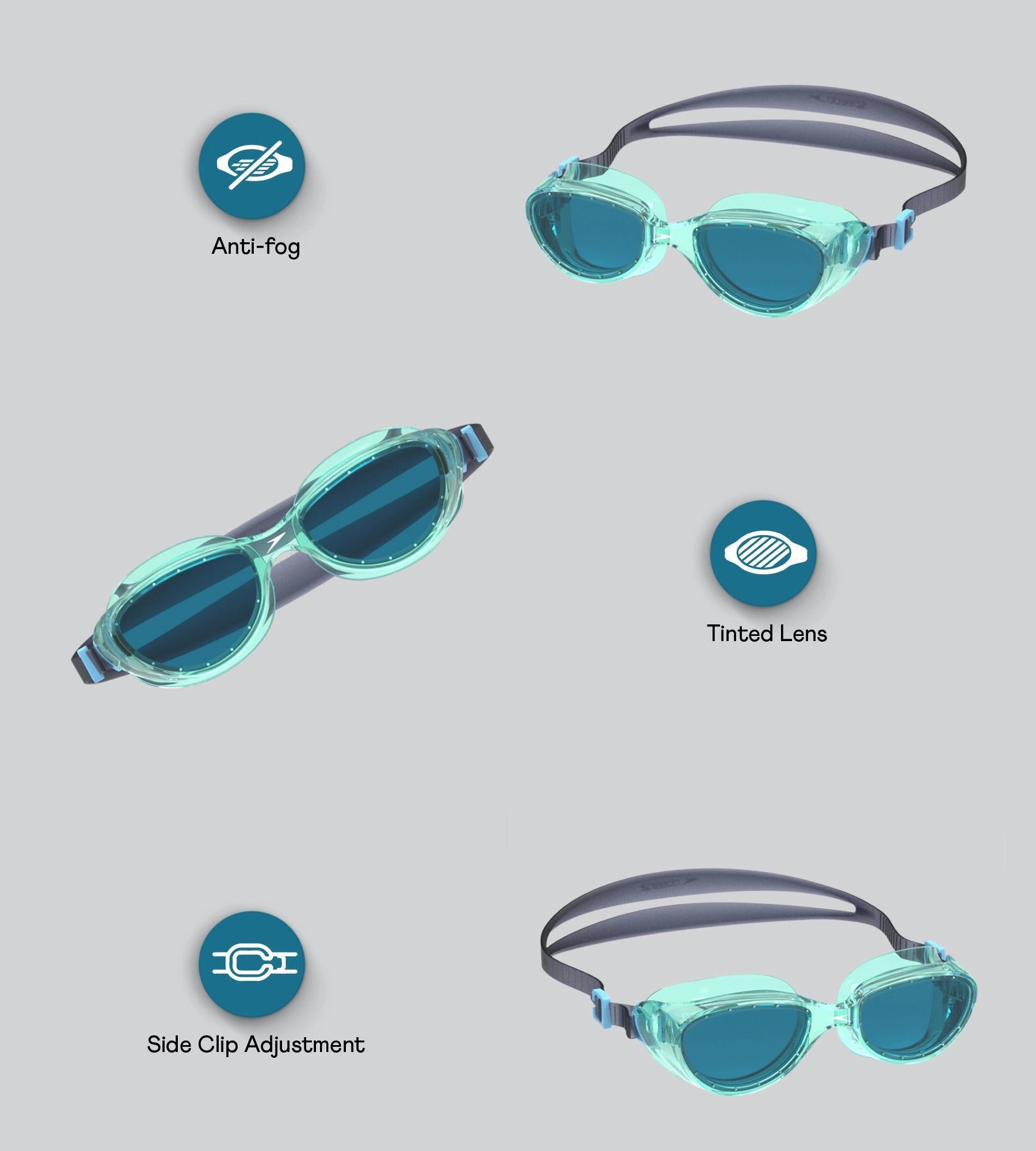 Speedo Unisex Adult Futura Hydrospex Anti Fog Coated Lens Swim Goggles For Men and Women - Sna Black & Black - Recreation Goggles | Speedo | InstaSport